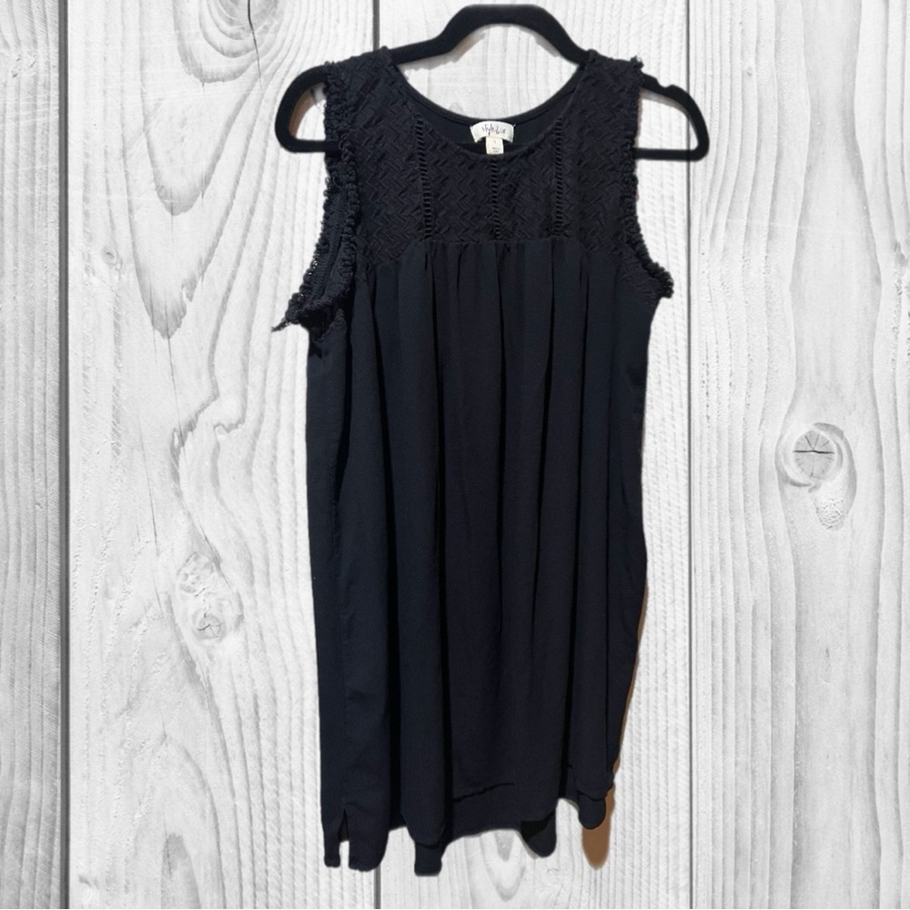 Style & Co. Black Sleeveless Crochet Dress size Large